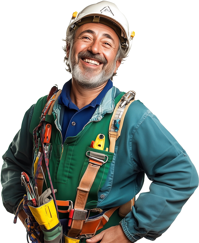 Tecnico specializzato in sicurezza sul lavoro con imbracatura DPI e attrezzatura per ispezioni e analisi rischi aziendali
