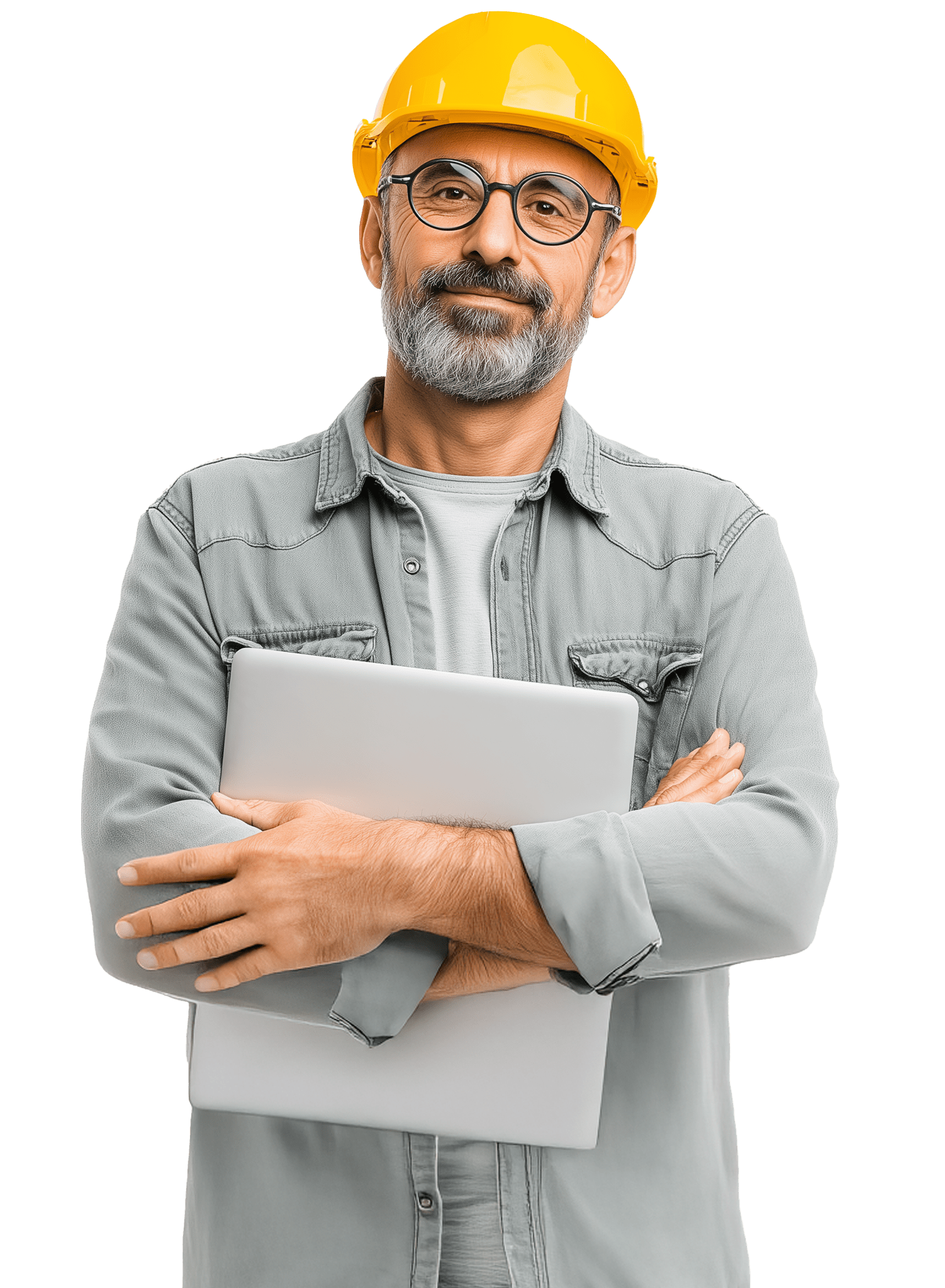 Responsabile della sicurezza con casco giallo e tablet in mano, simbolo della figura del preposto in azienda.