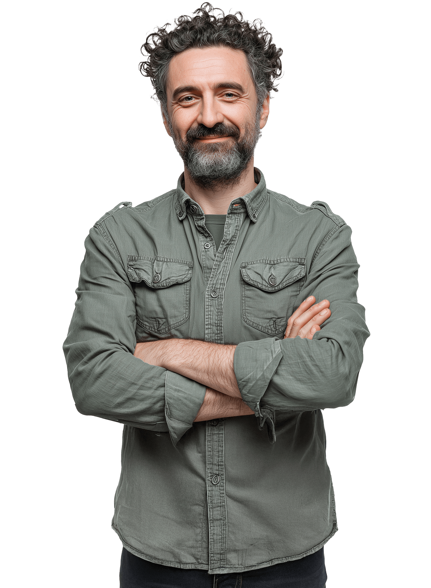 Rappresentante dei lavoratori per la sicurezza con espressione sorridente e abbigliamento informale, simbolo di dialogo e tutela in azienda.