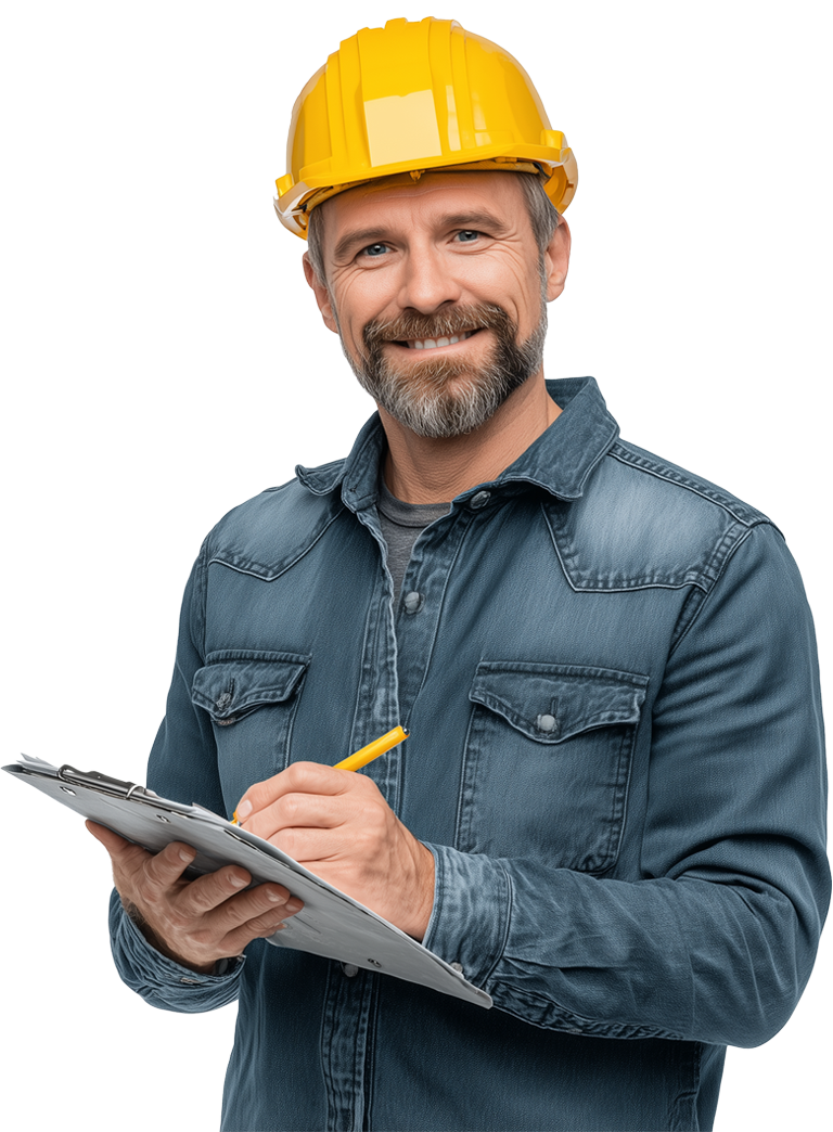 Operatore del settore alimentare con camice e guanti, tiene in mano un kit per la redazione del manuale HACCP.