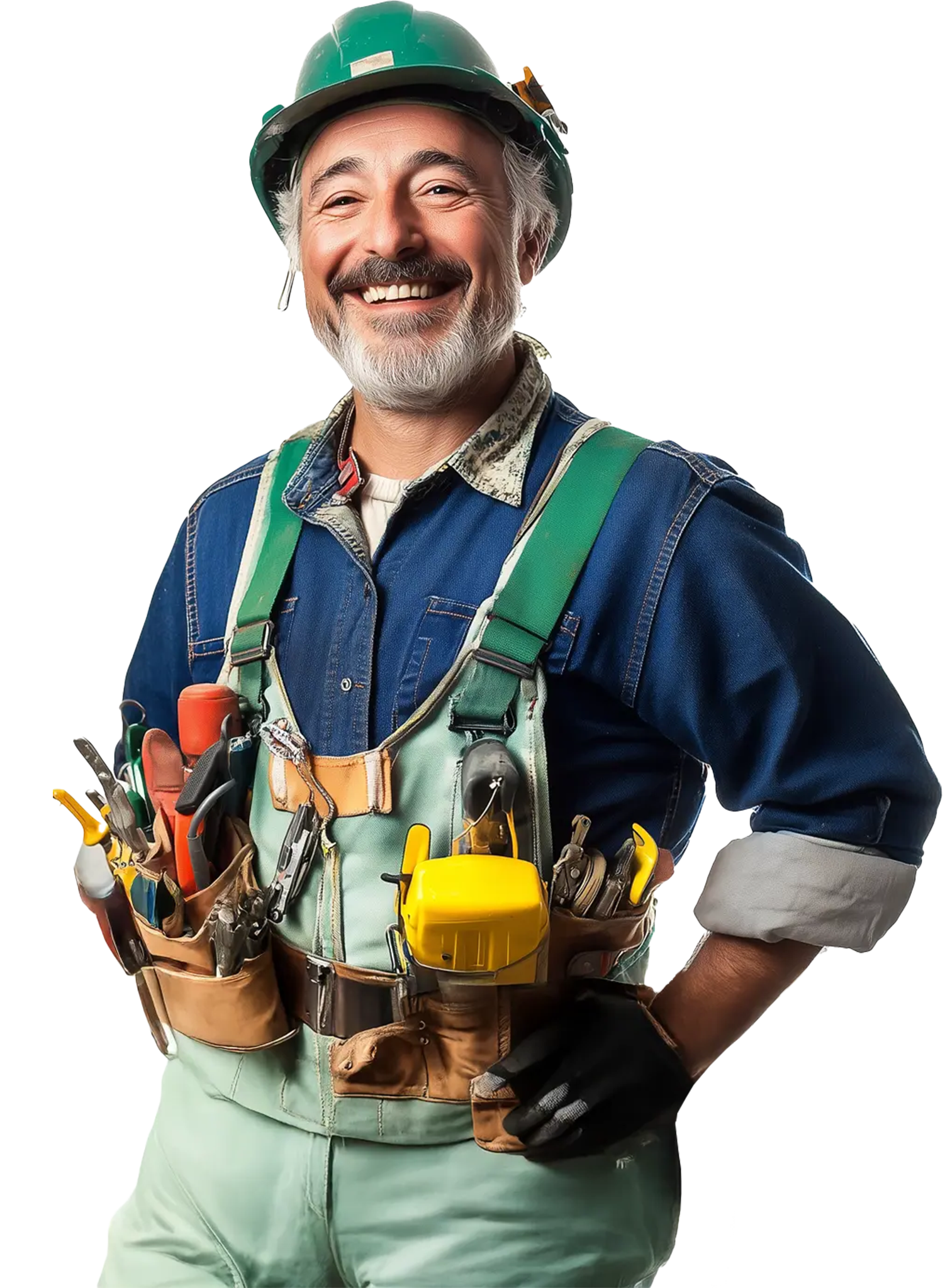 Operaio con casco e gilet ad alta visibilità in un cantiere edile